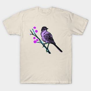 Little Pink Bird on a Branch T-Shirt